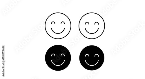 Simple smiley face icons in black and white