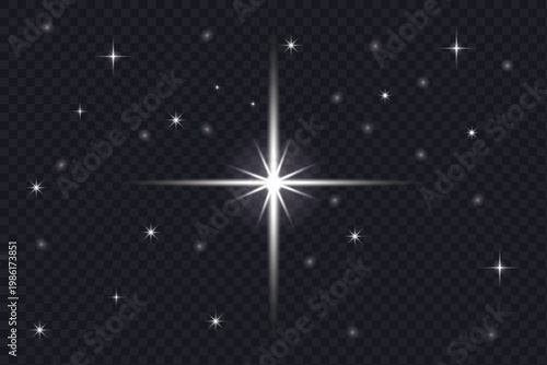 Abstract Starry night sky concept with numerous small glowing stars and a central radiant cross creating a celestial atmosphere perfect for spiritual or decorative designs.