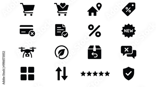 Collection of various ecommerce and shopping icons