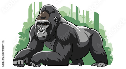 vector illustration of Mountain gorilla