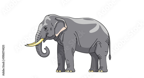 Asian elephant flat vector illustration