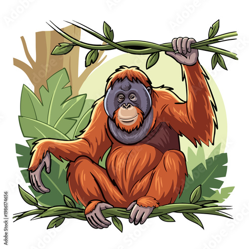 vector illustration of Sumatran orangutan