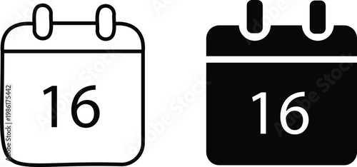 Flat calendar icon set. Date and time symbols. Schedule sign. Event planning and appointment design.. Time management and organizer design.
