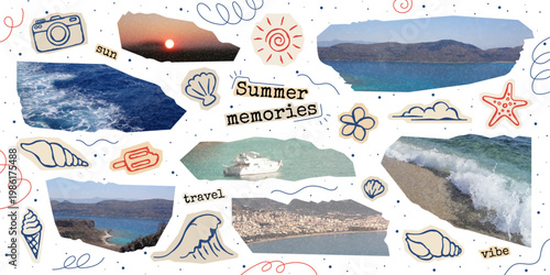 Canvas Print Set Of Retro Elements For Summer Collage