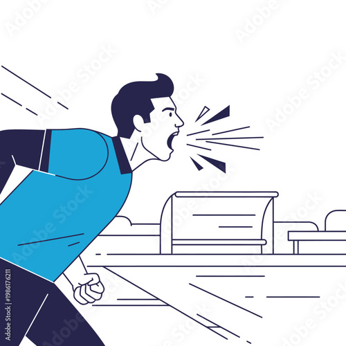 Angry businessman, frustrated office worker, screaming man, stressed employee, corporate stress isolated on White Background