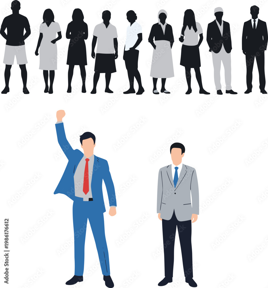 Fototapeta premium business, people, silhouettes, corporate, team, diversity, professional, office, workforce, group, employees, leadership, executives, company, success, teamwork, staff, organization, collaboration, il