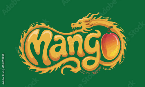 Mango logo with a dragon design a vibrant and energetic brand identity for a tropical fruit drink