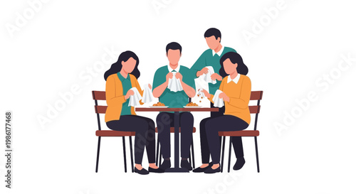 Family Gathering at Table Enjoying Meal Together