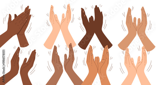Diverse hands clapping in celebration or applause