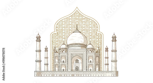 Elegant illustration of the iconic Taj Mahal monument