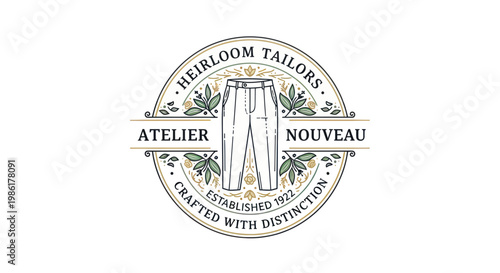Vintage tailor logo design for handcrafted bespoke apparel and heirloom fashion.