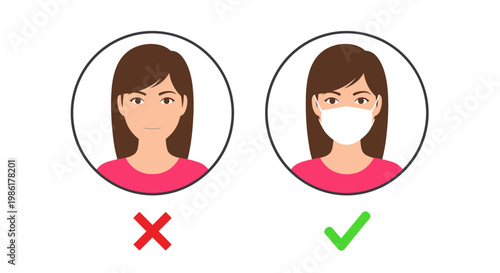 Proper face mask usage for health safety and virus prevention