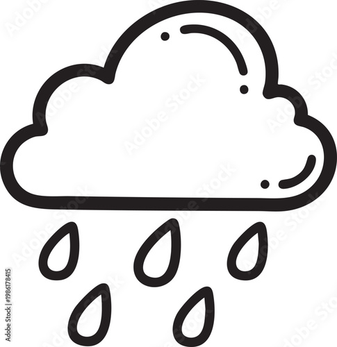 Rainy weather cloud icon with precipitation forecast meteorology illustration