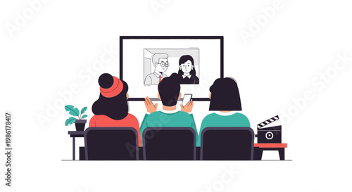 People Watching a Movie in a Home Theater Setting