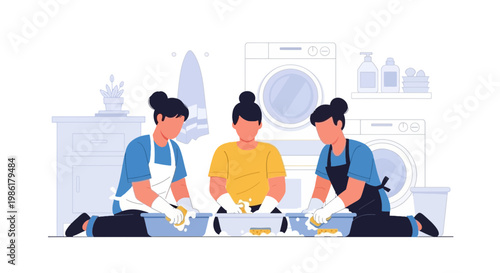 Young Women Cooking Together in Modern Kitchen