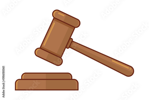 Gavel judge hammer icon illustration. Law legal and justice and auction symbol.