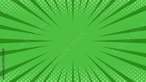 グリーン放射背景 ドットポップバナー用インパクトデザイン素材　Green Burst Background Pop Dot Banner Impact Design
