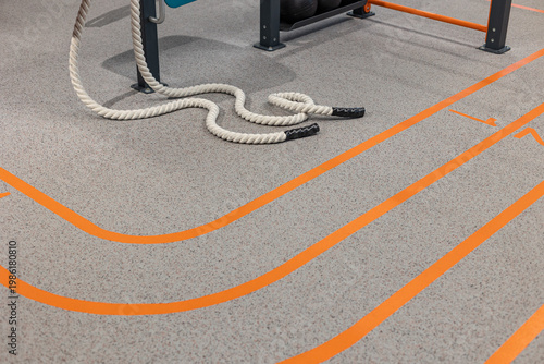 Various exercise tools, creating environment for effective workouts. Interor of crossfit and gym.