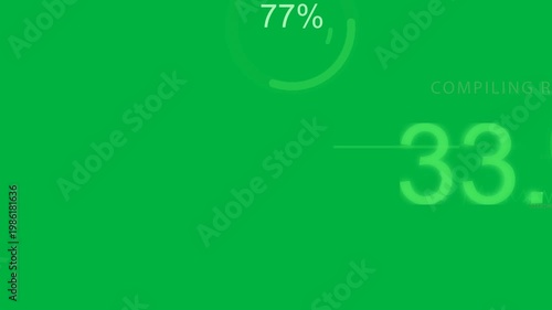 Tech compiling results as progress ring appearing rings updating charts sliding on transparent bg