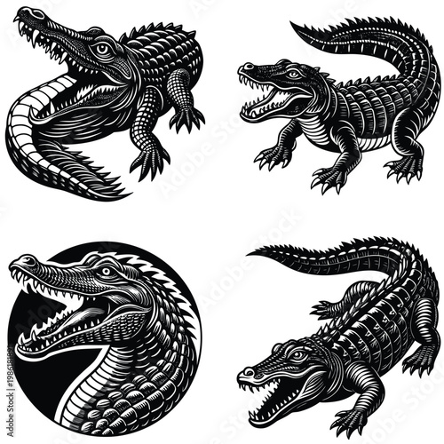 Canvas Print Vector of crocodile design on white background