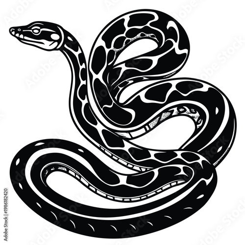 Vector snake silhouette isolated on a white background.