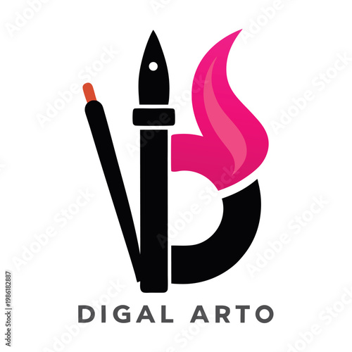 Digital art studio logo a silhouette of a stylize. 