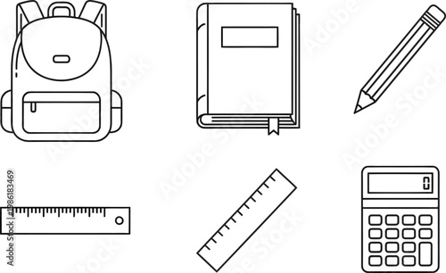 Collection of school supplies and stationery items arranged for educational purposes.