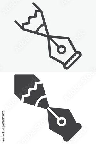 Pen tool and pencil icon set for vector drawing. Line, outline and solid icon styles. Editable stroke vector sign, symbol. Pen tool pencil icon for graphics twice.