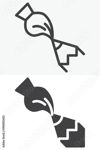 Pencil and paint brush icon set for sketching and painting. Line, outline and solid icon styles. Editable stroke vector sign, symbol. Pencil paint icon for art twice.