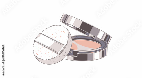 Cosmetic Powder Compact with Applicator Puff for Beauty Makeup