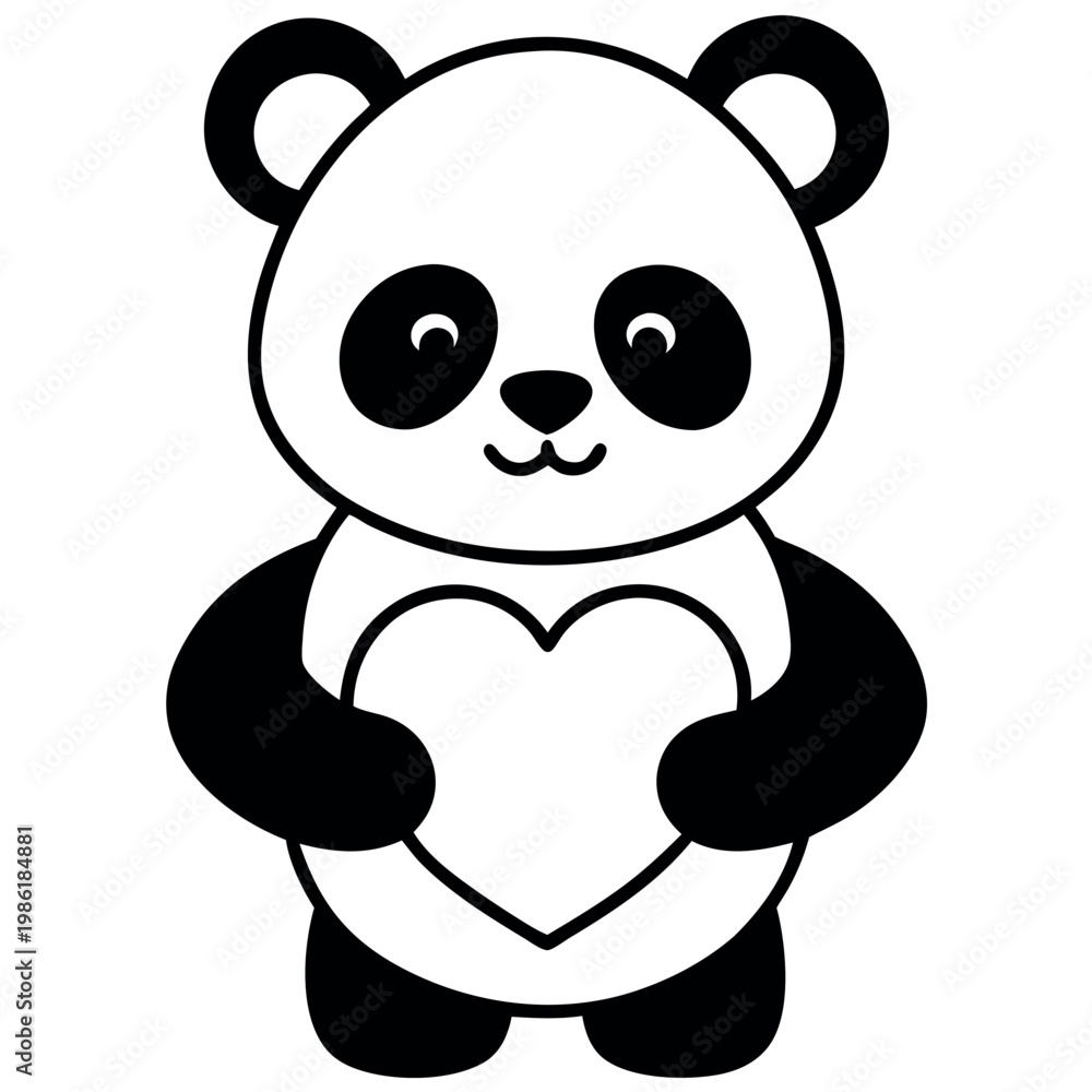 Obraz premium An adorable panda holding-a-heart symbolizing 