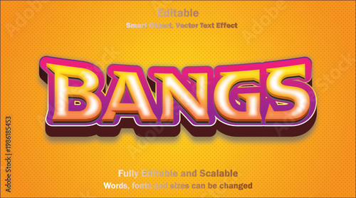 Retro 3d bangs text effect vibrant comic style editable vector typography.