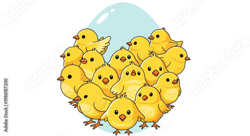 Foto Group of Yellow Baby Chicks Together.