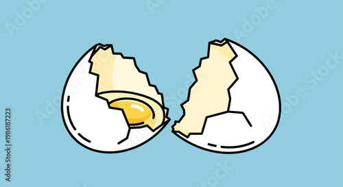 Cracked egg with yellow yolk.