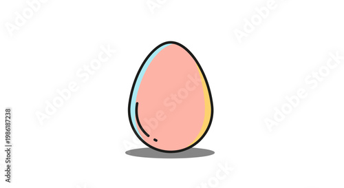 Pink egg standing on surface.