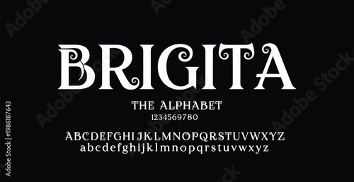 A elegant display of the Brigitta font showcasing its unique lettering style and alphabet