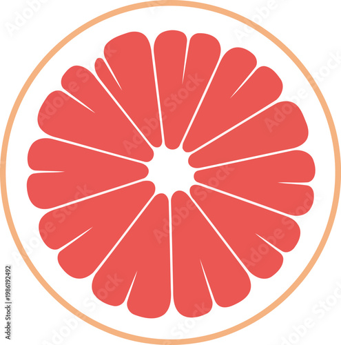 Pink grapefruit slice with orange peel citrus fruit