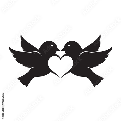 Love birds silhouette minimal icon style