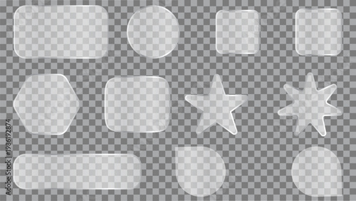 Glassmorphism UI Elements Set – Transparent Buttons, Panels & Shapes Vector