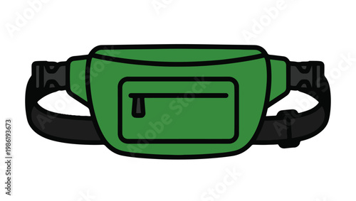Green Waist Bag Icon on PNG Background, waist bag, fanny pack, belt bag, green bag, fashion accessory, travel bag, crossbody bag, storage pouch, zipper bag, adjustable strap, streetwear accessory, 