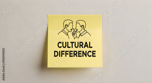 Yellow sticky note with a hand-drawn of two profiles and the text cultural difference