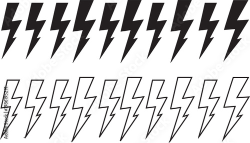 Black and white lightning bolt patterns a dynamic energy illustration