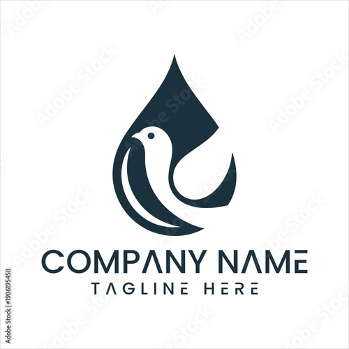 Картината върху платно A stylized logo featuring a bird within a teardrop shape