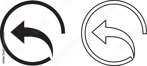 Two circular arrow icons black and white representations of return