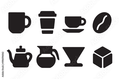 Coffee Brewing Icon Set for Cafe Barista Branding and Menu Design