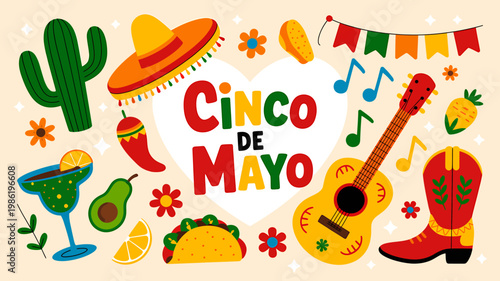 Cinco de Mayo celebration with traditional Mexican food and drink