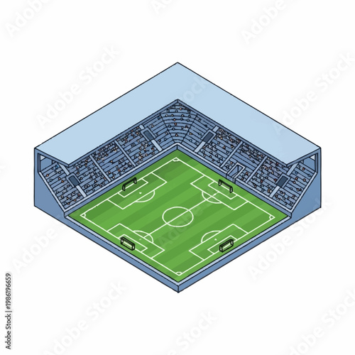 Soccer field in a stadium.