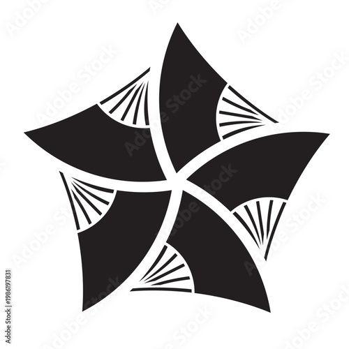 日本の伝統的な器物紋「扇紋」のベクターデータ