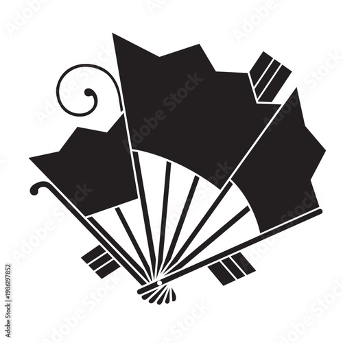 日本の伝統的な器物紋「扇紋」のベクターデータ