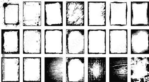 Collection of distressed grunge scratched borders and frames with ideal for design projects needing a vintage or weathered